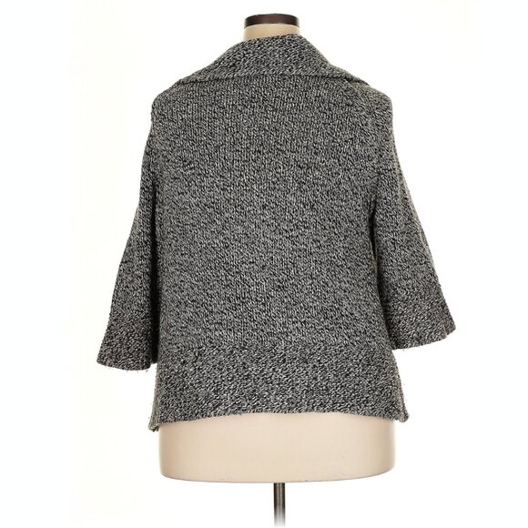 Eddie Bauer Chunky Knit Sweater 3/4 Sleeve Black White Womans Sz XXL Wool Alpaca - Picture 3 of 6